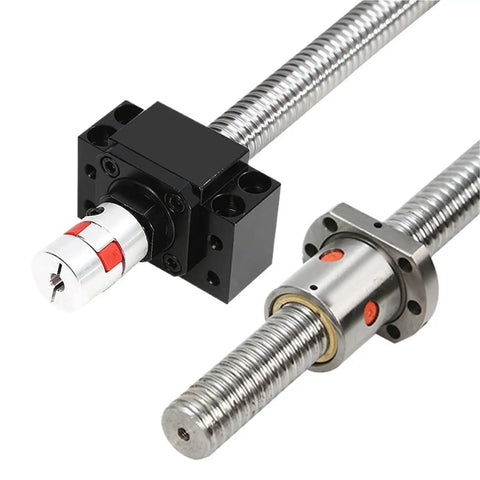 Built Tough Carbon Steel SFU2005 Ball Screw And Motor Spindle Kit For Engraving Machines 1500Mm showcasing black motor mount and steel ball screw.