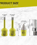 Diamond core drill bit set; yellow SANLETEK bits with two diamond hole saws (6/8mm), 20mm bevel bit, 5/8-11 adapter