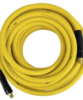 3/8-Inch X 50-Foot Premium Rubber Air Hose, Cold Weather Flexible, Oil And Kink Resistant, 300 PSI Max, coiled with brass fittings