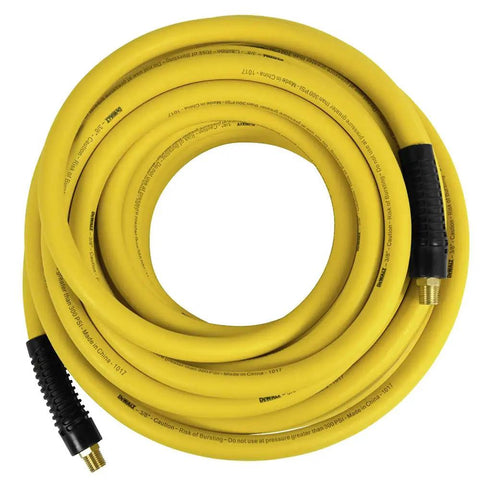 3/8-Inch X 50-Foot Premium Rubber Air Hose, Cold Weather Flexible, Oil And Kink Resistant, 300 PSI Max, coiled with brass fittings