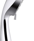 Side view of Forte All-In-One Handshower Kit With Slide Bar And 60-Inch Hose, 3-Spray Handheld Showerhead, polished chrome finish.