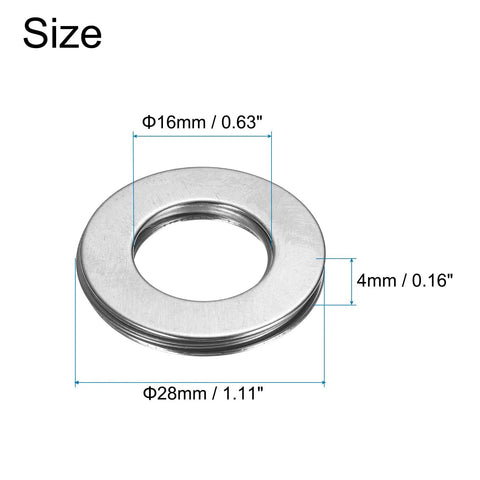 Chromed washer from Needle Roller Thrust Bearing Set With Washers TC1018 TRA1018, 16mm bore, 28mm OD, for lawn mower and trucks.