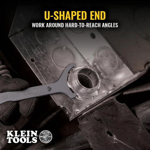 Conduit Locknut Wrench Set in Compact Alloy Steel Design With Magnetic Storage Built For Tight Spots used in metal panel