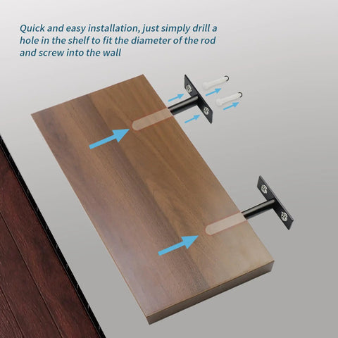 Four Inch Floating Shelf Brackets Concealed Mounts Matte Black Finish With Screws And Anchors Included For Raw Wood Shelves Hidden Bracket System Creates Floating Look While Providing Strong Support For Home Or Office