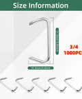Size chart of 1000 Pieces Three Quarters Inch Galvanized Hog Rings For Upholstery, Auto, Fencing, Bagging, and DIY projects