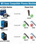 Compatibility chart showing Miller Spectrum 375 Xtreme Plasma Cutter and ICE25C, ICE27C torch compatibility with check marks.