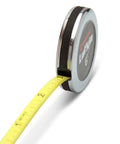 Go-To Executive Diameter Yellow Clad Pocket Tape Measure With 1/4 Inch By Six Foot Blade extended, chrome case visible.