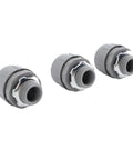 20 Pack Jobsite Hustle Gear 1/2 Inch NPT Liquid Tight Connectors showing three gray nylon 6 straight adapters for electrical conduit.
