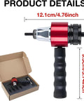 Electric Rivet Gun Adapter for Drill Complete Kit with Heavy Duty Rivet Nut Tool Cordless Rivnut Attachment dimensions shown