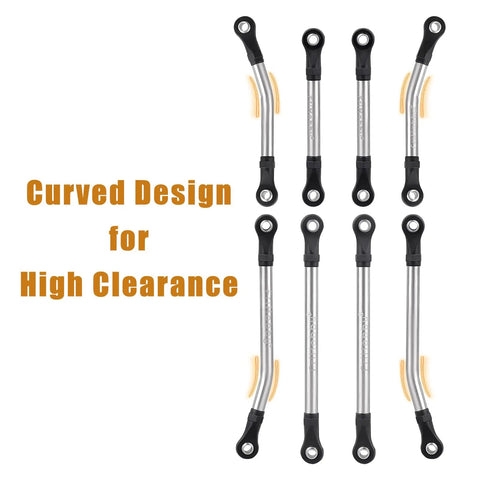 High Clearance Steel Link Set Lift Kit 50g For Traxxas TRX4M Defender Bronco 1 To 18 RC Crawler Upgrades 8pcs, curved steel links