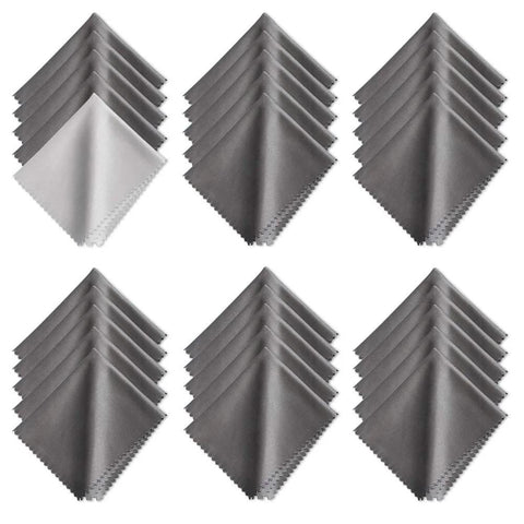 Nine gray microfiber glasses cleaning cloths (9-pack) for lenses and screens