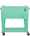 80 Qt Retro Rolling Cooler Ice Chest Cart With Shelf And Bottle Opener Seafoam Perfect For Backyard Bbqs And Bar Nights Keeps Drinks Cold For Days Party Ready
