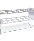 Clear Acrylic Test Tube Rack With 12 Sockets Two Layer Stand For 10ml Tubes Pro Grade Lab Organizer, side view