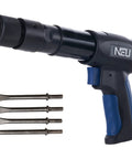 Air Hammer Chisel Kit With 4 Chisels And Quick Change Retainer, 2200 BPM, 250mm Barrel, Front Exhaust, Shop Ready Auto Body Repairs, Metal Cutting And Panel Shaping