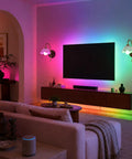 Vintage Wireless Wall Sconces Set of Two Dimmable Rechargeable Wall Sconce illuminating a cozy living room with vibrant colors.
