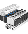 Industrial 6 Port 5/2 Way Pneumatic Solenoid Valve With 24V DC Coil, Internally Piloted, PT1/4 Inch Ports visible