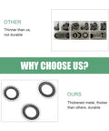 Comparison of air conditioning compressor port seal washers showing thicker durable washers versus thinner alternatives.