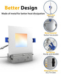 Adetu 4 inch Square Led Recessed Lighting, Ultra Thin Ceiling Light, 4 Pack showcasing a metal design for heat dissipation.