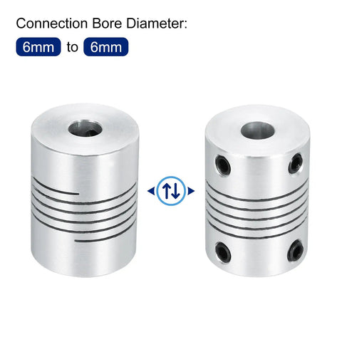 Flexible 6mm To 6mm Aluminum Shaft Coupler Beam 25mm Length 19mm Outer Diameter Beefed Up For 3D Printer CNC Machines Encoders And Motors Shaft DIY Projects, 6mm bore