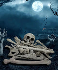 Realistic Skeleton Bones 28 Piece Halloween Prop Set For Creepy Graveyard And Haunted House Decor With Skull Hands Spine Ribs