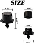 200 Pack Adjustable Drippers For Micro Irrigation, One Quarter Inch Barbed Emitter Sprinklers, dimensions view