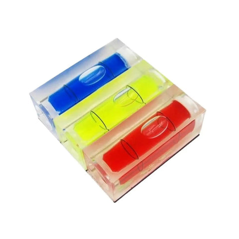 1pcs 15 * 15 * 40mm Square Column Water Level Meter Spirit Level Bubble in blue, yellow, and red colors.