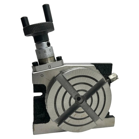 Low Profile 3 Inch Rotary Table For Milling Machines With Horizontal And Vertical Precision Indexing, 80 mm Diameter, 36 To 1 Gear Ratio, Four Slot Table, Compact Milling Accessory For Small To Medium Jobs, Slick Durable Build
