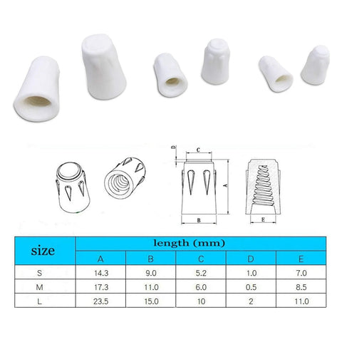 Front view of white ceramic wire connector caps in multiple sizes for high-temp splicing (porcelain wire nuts).
