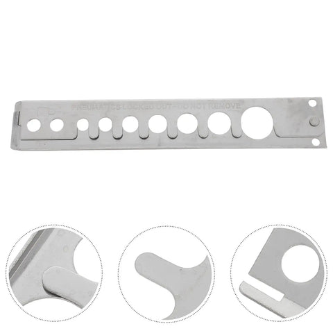 Heavy Duty Stainless Steel Pneumatic Lockout Clamp For Hoses Quick Disconnect Safety Device showing detailed close-up of locking mechanism.