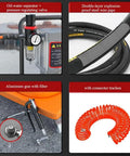 Gutsy Pneumatic Air Grease Pump For 20 Liter Oil Drum showcasing oil-water separator, aluminum gun, and double-layer steel hose.