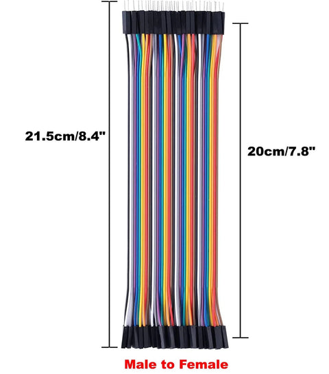 Dope 40 Piece Jumper Wire Kit With Female To Male Dupont Cables 20 Cm Length 8 Inch Multicolor Ribbon Wires vertically displayed