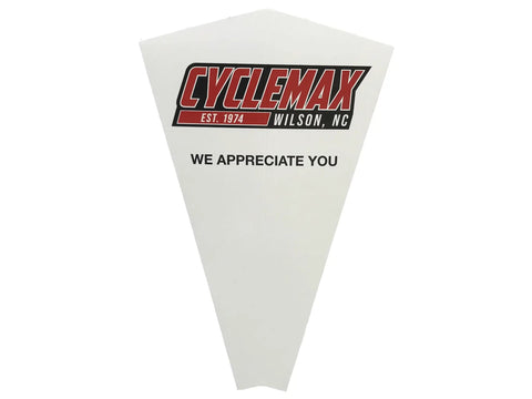 Cyclemax disposable funnel for Honda 8oz Shaft Drive Oil 08208 0080 Four Pack with appreciation message, Wilson, NC, Est. 1974