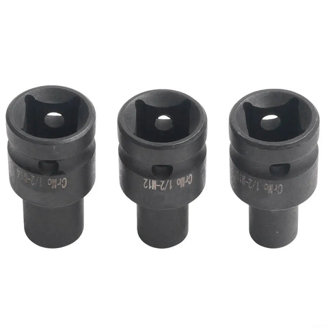 Pro Square Tap Socket Kit 5-Piece Set For M6 To M14 Re-Threading With Chrome Vanadium Steel, Black Phosphate Finish and Pneumatic Adapter For Tight Spots, three sockets