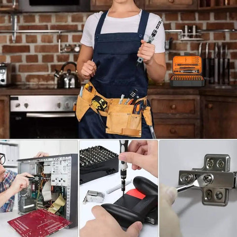 130-In-1 Precision Screwdriver Set With 120 Bits Magnetic Repair Kit For Electronics And Gadgets in use for various repairs.