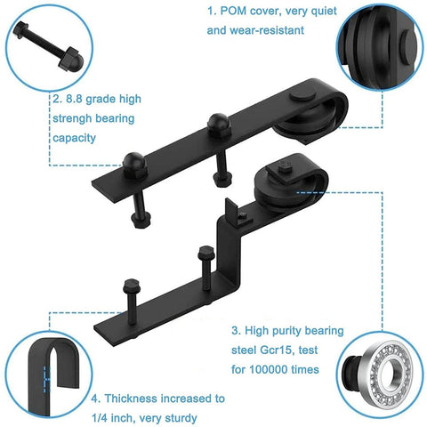 Heavy Duty Sliding Barn Door Kit For 150-400 Cm Openings, Professional Bypass Hardware With Single Track For Double Wooden Doors