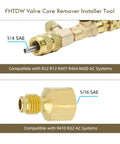 Valve Core Remover and HVAC Service Wrench Set with Hex Bit Adapters for R410A Systems, brass tool with 1/4 and 5/16 SAE sizes