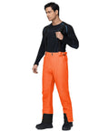 Men's Insulated Snow Bibs With Detachable Suspenders Warm Waterproof Ski Pants For Cold Powder Days Orange Size M