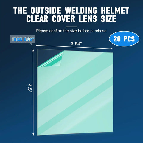 Tough As Nails Replacement Cover Lenses For 1740 And 1840 Series Welding Helmets, clear lens, 3.94x4.5 inches, pack of 20.