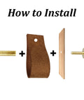 Installation guide for 8 Pieces Leather Drawer Pulls Set With Brushed Gold Knobs For Cabinets And Furniture Dark Brown.