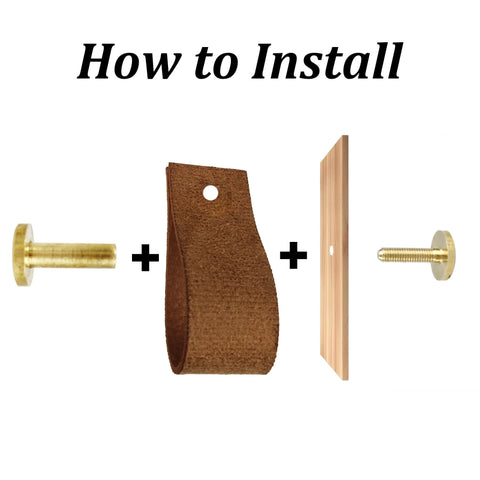 Installation guide for 8 Pieces Leather Drawer Pulls Set With Brushed Gold Knobs For Cabinets And Furniture Dark Brown.