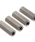 Four Pack Stainless Steel Hexagon Coupling Nuts M6x30mm Heavy Duty Threaded Bar Connectors For Hardware Fastening And Repair Projects Durable Corrosion Resistant Workhorse Set, four nuts