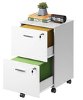 Kick Your Desk Setup Up A Notch With This Slick White Two Drawer File Cabinet Featuring Top Tier Locks And Smooth Casters That Double As A Mobile Printer Stand For A Straight Fire Home Office Vibe No Matter What. Two-drawer white file cabinet with colorful file folders, compact size, and wheeled base.