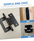 SHINEOFI 6-piece black iron cabinet door hinges; heavy-duty, shown unmounted and mounted on wood cabinet doors.