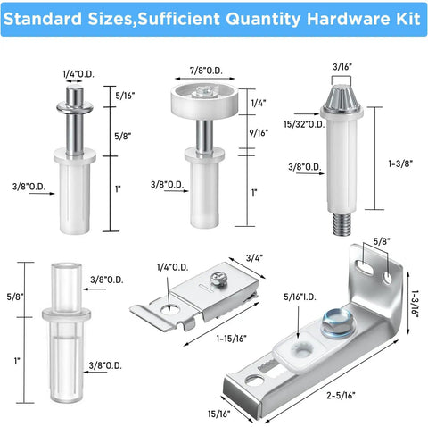 Two Pack Bifold Door Hardware Repair Kit For Sliding Closet Doors DIY Replacement Parts Set With Top And Bottom Pivots Guides Wheels Brackets And Screws For Seven Eighths To One Inch Tracks Stainless Steel And Nylon