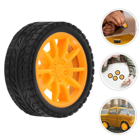 10 Pcs DIY Car Wheels For Kids Toy Replacement Small Rubber Tires With 0.08 In Axle Hole For Model Cars And Science Projects
