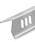 Close-up of heavy duty stainless steel 15 Inch Grill Heat Shield Burner Cover for Gas BBQ, showing flame guard slots.