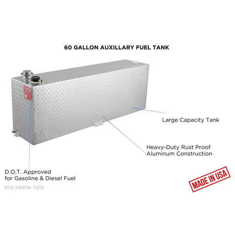 60 Gallon Fuel Tank For Trucks And SUVs With Top Feed Siphon Using Electric Pump, Auxiliary Gasoline Tank For Long Hauls, Heavy Duty Steel