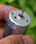 Dual Output Shaft DC Motor With Carbon Brush Dope Mini Precision for DIY RC cars toys, close-up of 2mm shaft and dimensions.