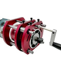 Top Shelf Router Lift Base For Serious Woodworkers Aluminum Alloy Frame close-up of crank adjustment mechanism and clamp
