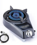 Single Burner Portable Propane Stove For Outdoor Cooking 15000 BTU High Heat Includes Propane Adapter Hose Safe Valve System For Kids
